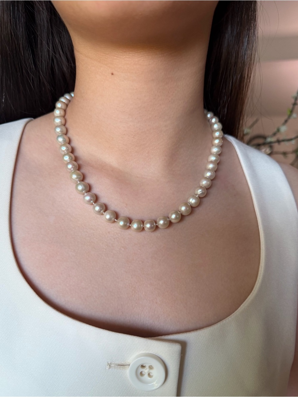 Cultured Freshwater Pearl Strand Necklace - Classic Ivory Pearl Necklace